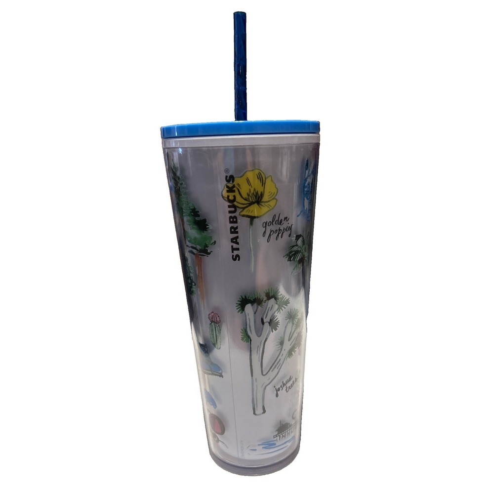 Starbucks California Venti Tumbler with Straw 24 oz State Cold Cup 011116534